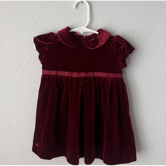 Lauren Ralph Lauren Other - Ralph Lauren Baby Girls Sz 9m Soft Velvet Velour Christmas Dress Cranberry Red